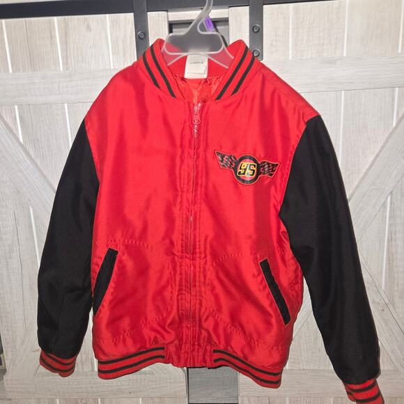 DISNEY STORE BOYS CARS VARSITY JACKET LIGHTNING MCQUEEN (5/6) Small - Picture 1 of 12